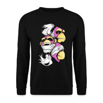 Die 3 Affen - Unisex Pullover - Schwarz - Vorne - Alina (178cm) & Michal (187cm)