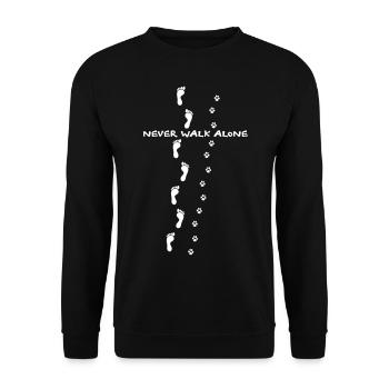 never walk alone hund mensch spuren - Unisex Pullover - Schwarz - Vorne - Alina (178cm) & Michal (187cm)
