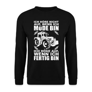 Bauer Traktor - Geschenk Landwirt - Unisex Pullover - Schwarz - Vorne - Alina (178cm) & Michal (187cm)