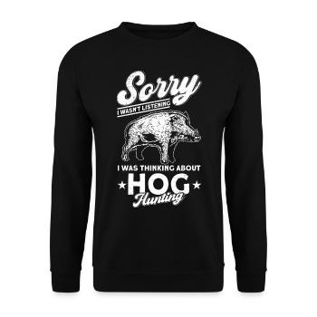 Chasseur chasse sanglier cadeau - Sweat-shirt Unisexe - noir - Devant - Alina (178cm) & Michal (187cm)