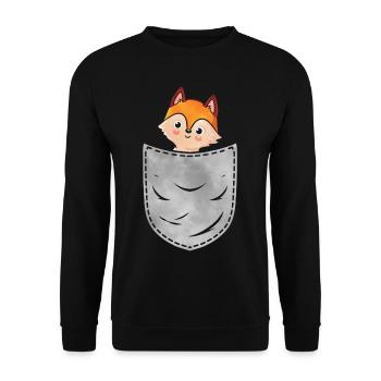 Taschen Fuchs Tier in der Tasche Fuchs - Unisex Pullover - Schwarz - Vorne - Alina (178cm) & Michal (187cm)