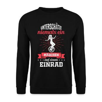 Einrad Mädchen Spruch - Unisex Pullover - Schwarz - Vorne - Alina (178cm) & Michal (187cm)