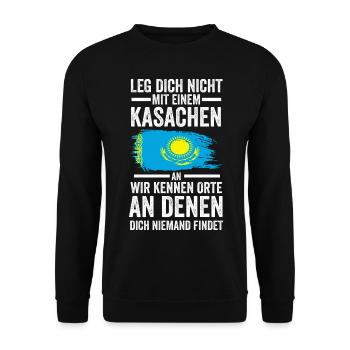 Kasachstan Kasache Kasachisches - Unisex Pullover - Schwarz - Vorne - Alina (178cm) & Michal (187cm)