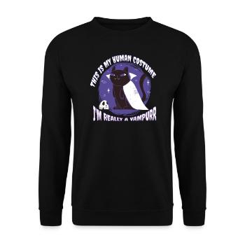 Chats d’Halloween Disant Chat Vampire Humour - Sweat-shirt Unisexe - noir - Devant - Alina (178cm) & Michal (187cm)