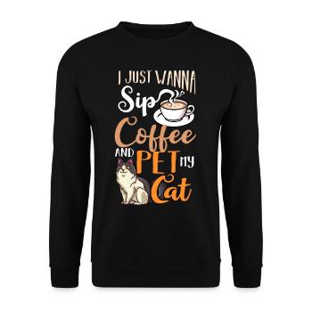 Cafetière Chat Machine Chaton Tasse Grains - Sweat-shirt Unisexe - noir - Devant - Alina (178cm) & Michal (187cm)