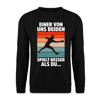 Tischtennisspieler Geschenk Ping Pong Tischtennis - Unisex Pullover - Schwarz - Vorne - Alina (178cm) & Michal (187cm)
