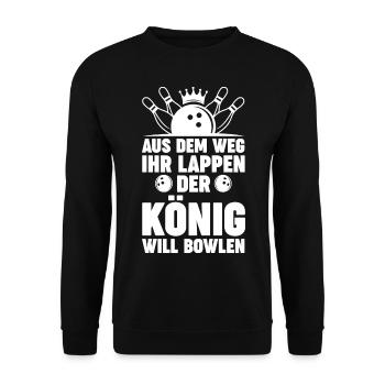 König Bowler Bowlen Kegeln Bowling - Unisex Pullover - Schwarz - Vorne - Alina (178cm) & Michal (187cm)