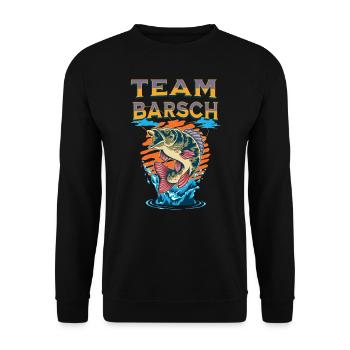 Barsch Angeln Team Geschenk für Angler - Unisex Pullover - Schwarz - Vorne - Alina (178cm) & Michal (187cm)
