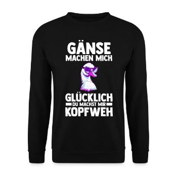 Gans Gänse - Unisex Pullover - Schwarz - Vorne - Alina (178cm) & Michal (187cm)