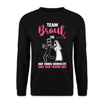 Braut Hochzeit Heiraten Junggesellenabschied - Unisex Pullover - Schwarz - Vorne - Alina (178cm) & Michal (187cm)