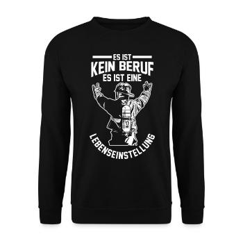 Feuerwehrmann Feuerwehr - Unisex Pullover - Schwarz - Vorne - Alina (178cm) & Michal (187cm)