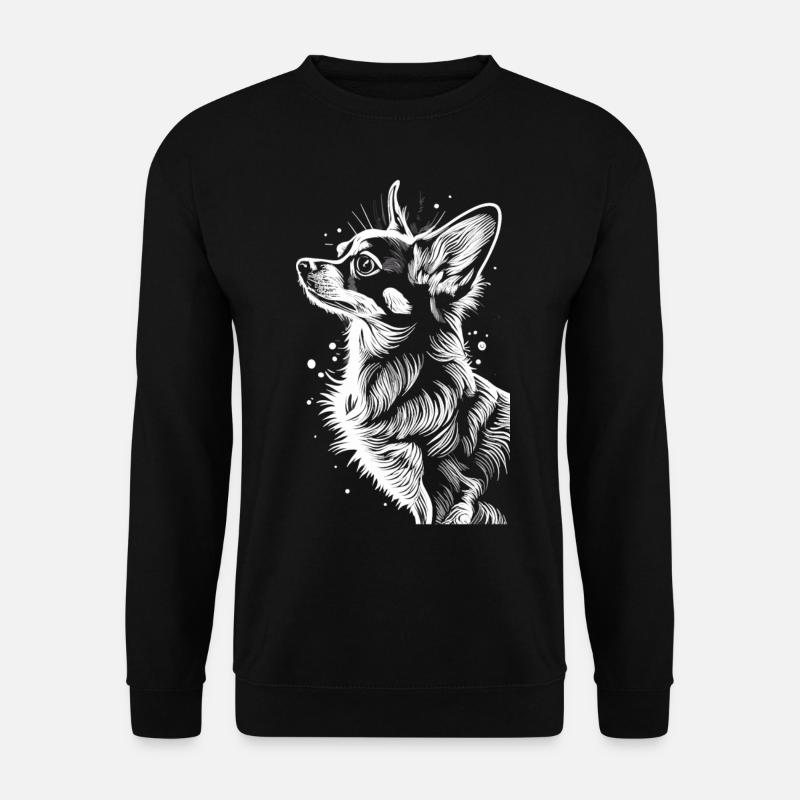 Göttliche Anmut: Das Chihuahua in Weiß - Unisex Pullover - Schwarz