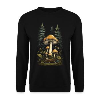 Retro Toadstool Forest & Mushroom Magic Design - Unisex Sweatshirt - black - Front - Alina (178cm) & Michal (187cm)