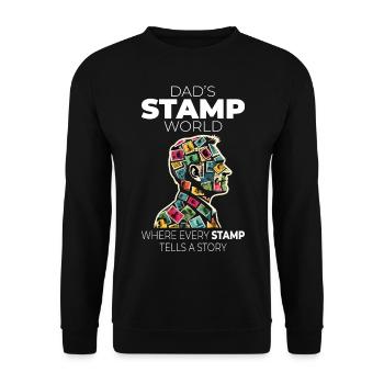 Timbres-poste d’époque Collectionneur de papa - Sweat-shirt Unisexe - noir - Devant - Alina (178cm) & Michal (187cm)