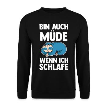 Ich Bin Auch Müde Wenn Ich Schlafe Faultier - Unisex Pullover - Schwarz - Vorne - Alina (178cm) & Michal (187cm)