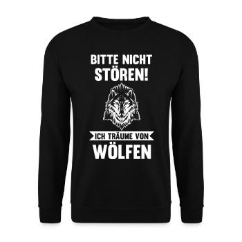 Tier Waldtier Wolf - Unisex Pullover - Schwarz - Vorne - Alina (178cm) & Michal (187cm)