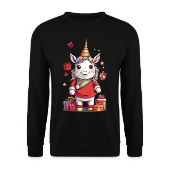 Noël festif de licorne avec cadeaux - Sweat-shirt Unisexe - noir - Devant - Alina (178cm) & Michal (187cm)