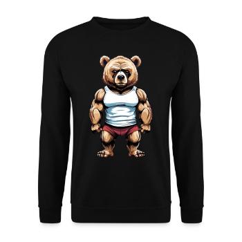 Funny Bodybuilder Bear Fitness Design - Unisex Sweatshirt - black - Front - Alina (178cm) & Michal (187cm)