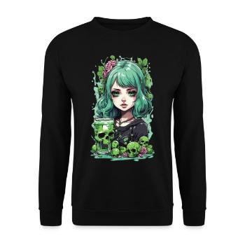 Gothic Poison Girl Anime Cocktail Mystik Design - Unisex Pullover - Schwarz - Vorne - Alina (178cm) & Michal (187cm)