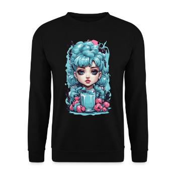 Style gothique kawaii myrtille Milkshake Anime - Sweat-shirt Unisexe - noir - Devant - Alina (178cm) & Michal (187cm)
