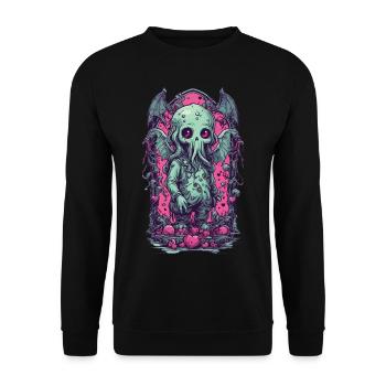 Kawaii Cthulhu Goth Monster Halloween Design - Unisex Sweatshirt - black - Front - Alina (178cm) & Michal (187cm)