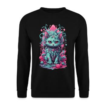 Gothique Pastel chat Halloween démon chaton - Sweat-shirt Unisexe - noir - Devant - Alina (178cm) & Michal (187cm)