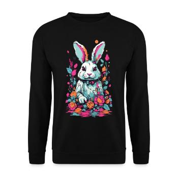 Psycho Gothic Hase Okkulte Kunst Illustration - Unisex Pullover - Schwarz - Vorne - Alina (178cm) & Michal (187cm)