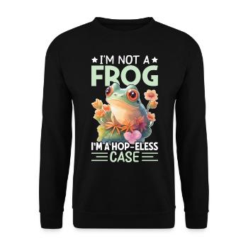 I m Not a Frog-ich bin kein Frosch -Frosch Tshirt - Unisex Pullover - Schwarz - Vorne - Alina (178cm) & Michal (187cm)