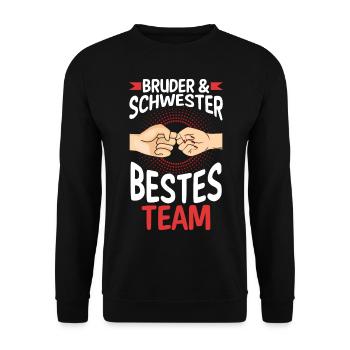 Geschwister Bruder und Schwester - Unisex Pullover - Schwarz - Vorne - Alina (178cm) & Michal (187cm)