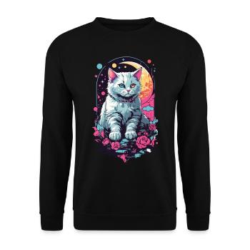 Chat de nuit en Pastel Goth, Design esthétique - Sweat-shirt Unisexe - noir - Devant - Alina (178cm) & Michal (187cm)