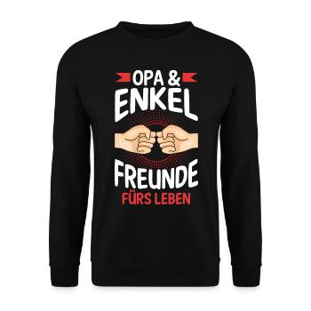 Großvater Opa und Enkel - Unisex Pullover - Schwarz - Vorne - Alina (178cm) & Michal (187cm)