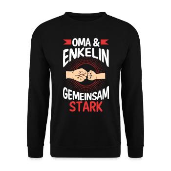 Oma Großmutter und Enkelin - Unisex Pullover - Schwarz - Vorne - Alina (178cm) & Michal (187cm)