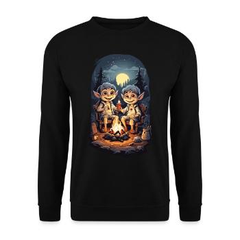 Halloween Camping Vampire Kids Cartoon - Unisex Sweatshirt - black - Front - Alina (178cm) & Michal (187cm)