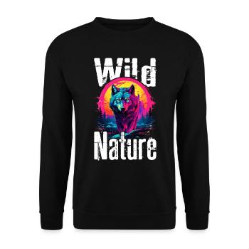 Loup Tête De Loup Loups Loup Pack Nature Néon Coloré - Sweat-shirt Unisexe - noir - Devant - Alina (178cm) & Michal (187cm)