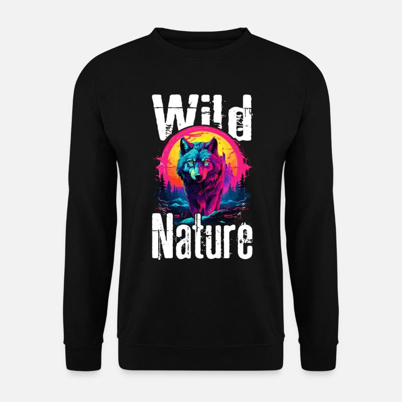 Wolf Wolf Head Wolves Wolf Pack Nature Neon Colorful - Unisex Sweatshirt - black