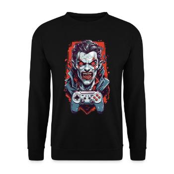 Rétro Vampire goule Halloween Gamer Design - Sweat-shirt Unisexe - noir - Devant - Alina (178cm) & Michal (187cm)