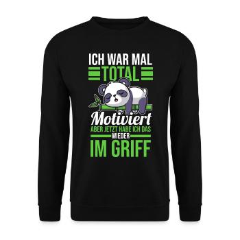 I used to be totally motivated Panda - Unisex Sweatshirt - black - Front - Alina (178cm) & Michal (187cm)