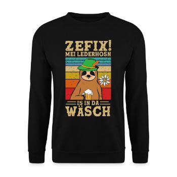 ZEFIX Mei Lederhosn Is In Da Wäsch Tracht - Unisex Sweatshirt - black - Front - Alina (178cm) & Michal (187cm)