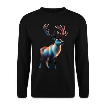 Cool aussehendes Rentier-Design - Unisex Pullover - Schwarz - Vorne - Alina (178cm) & Michal (187cm)