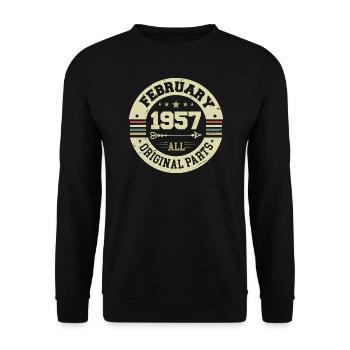 Février 1957 Vintage Cadeau d’anniversaire 1957 - Sweat-shirt Unisexe - noir - Devant - Alina (178cm) & Michal (187cm)