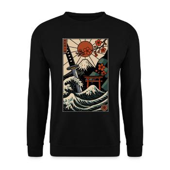 Japanese print - Unisex Sweatshirt - black - Front - Alina (178cm) & Michal (187cm)