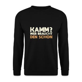 Kamm? Wer Braucht Den Schon - Unisex Pullover - Schwarz - Vorne - Alina (178cm) & Michal (187cm)