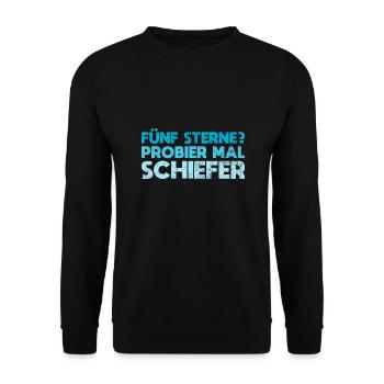 Fünf Sterne? Probier Mal Schiefer - Unisex Pullover - Schwarz - Vorne - Alina (178cm) & Michal (187cm)