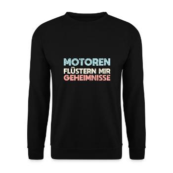 Motoren Flüstern Mir Geheimnisse - Unisex Pullover - Schwarz - Vorne - Alina (178cm) & Michal (187cm)