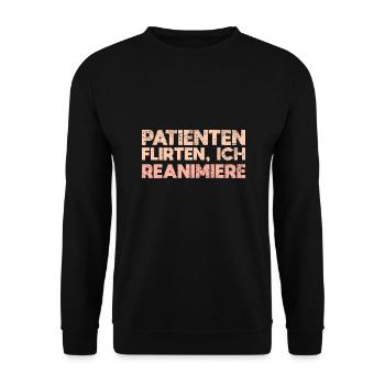 Patienten Flirten, Ich Reanimiere - Unisex Pullover - Schwarz - Vorne - Alina (178cm) & Michal (187cm)