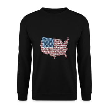 Patriotisches Puzzle Flagge Amerikanischer Stolz - Unisex Pullover - Schwarz - Vorne - Alina (178cm) & Michal (187cm)