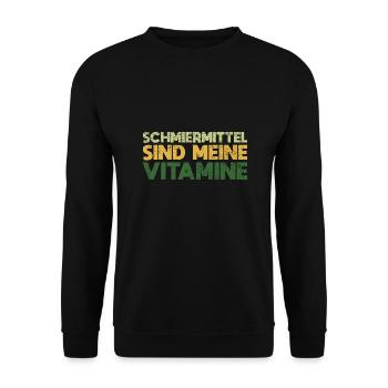 Schmiermittel Sind Meine Vitamine - Unisex Pullover - Schwarz - Vorne - Alina (178cm) & Michal (187cm)