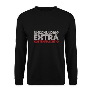 Unschuldig? Extra Kostenpflichtig - Unisex Pullover - Schwarz - Vorne - Alina (178cm) & Michal (187cm)