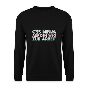 CSS Ninja Auf Dem Weg Zur Arbeit - Unisex Pullover - Schwarz - Vorne - Alina (178cm) & Michal (187cm)