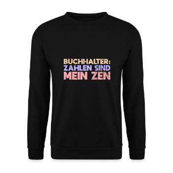Buchhalter: Zahlen Sind Mein Zen - Unisex Pullover - Schwarz - Vorne - Alina (178cm) & Michal (187cm)